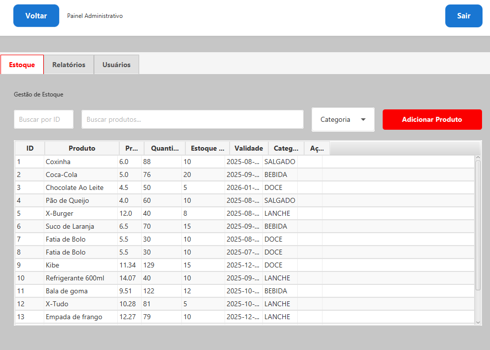 Interface de Autoatendimento